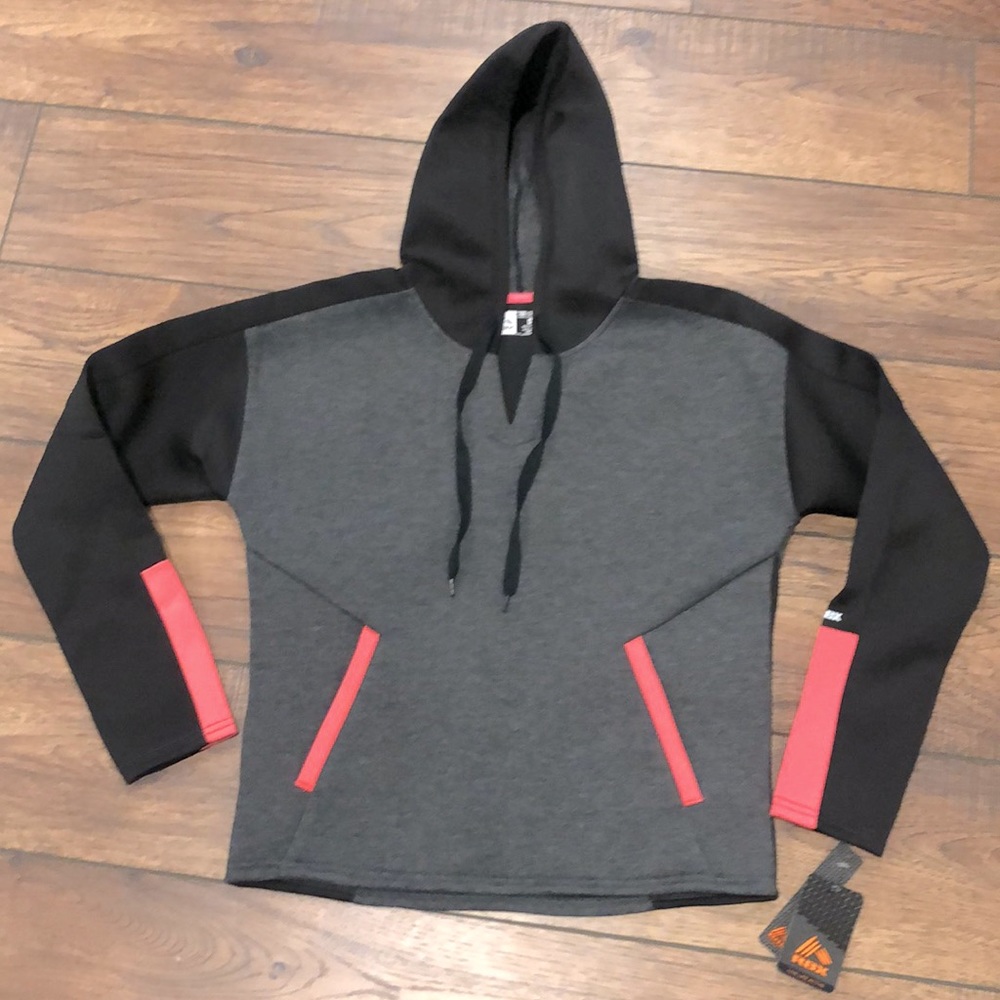 RBX Women’s Medium Gray/Pink/Black Hooded Pullover NWT Style #CR877